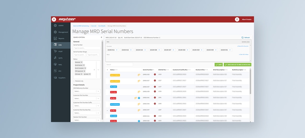 Customer Order Status Nexteer
